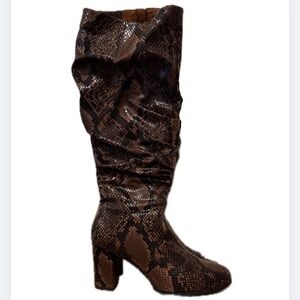 Azura Brown Python Slouch Heeled Boots